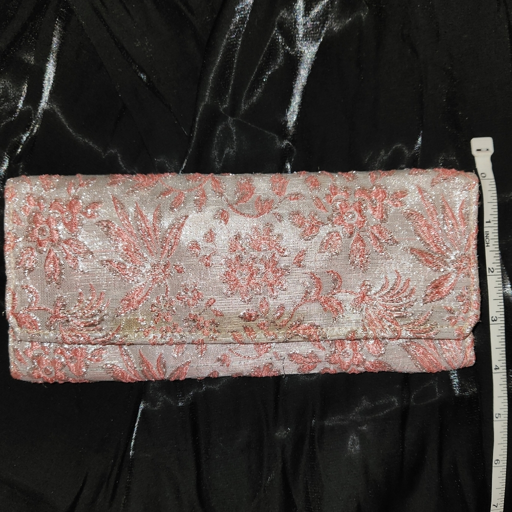 Evening/cosmetic bag, rose gold paisley, foldable, 9 inch wide by 11 inch long - Picture 6 of 6